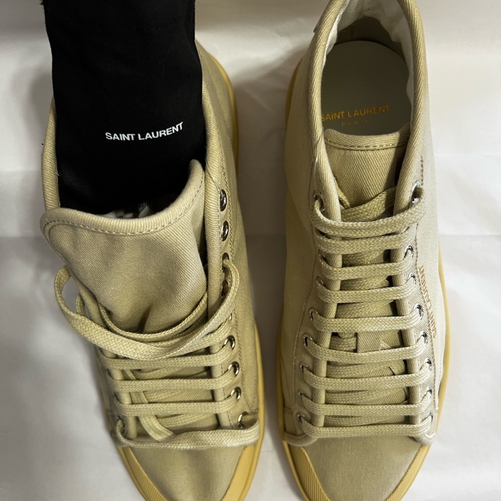 Saint Laurent Beige Mid-Top Sneakers